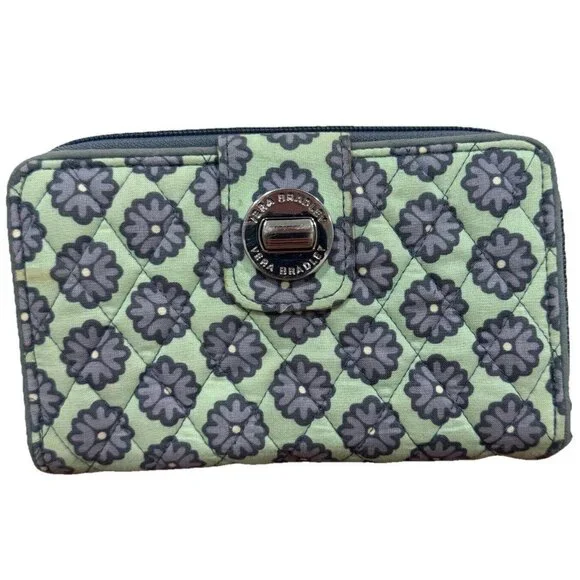 VERA BRADLEY ‎ Turnlock Wallet Clutch NOMADIC BLOSSOMS #14442-586 Turn Lock - Picture 2 of 11